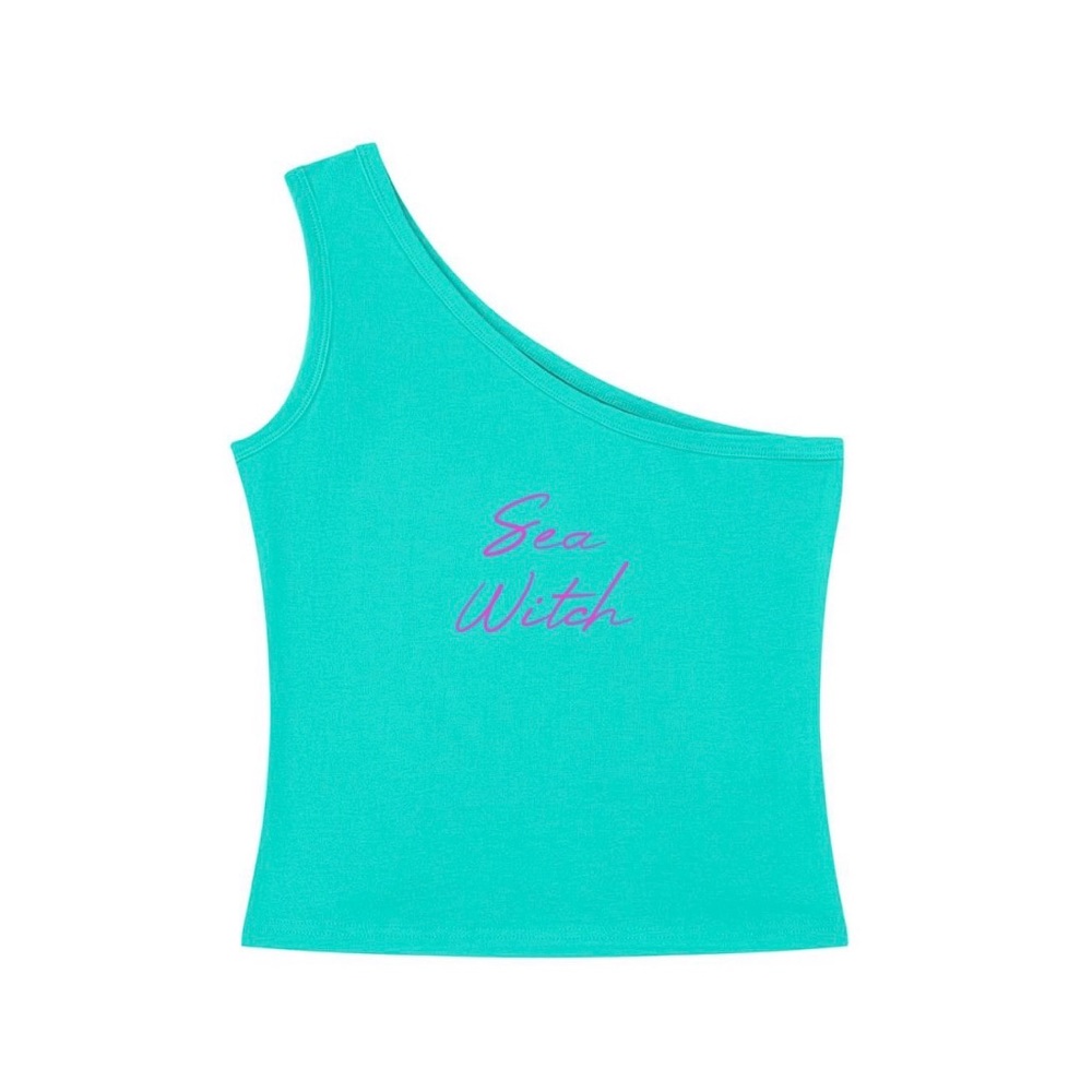 One-Shoulder Turquoise Tank